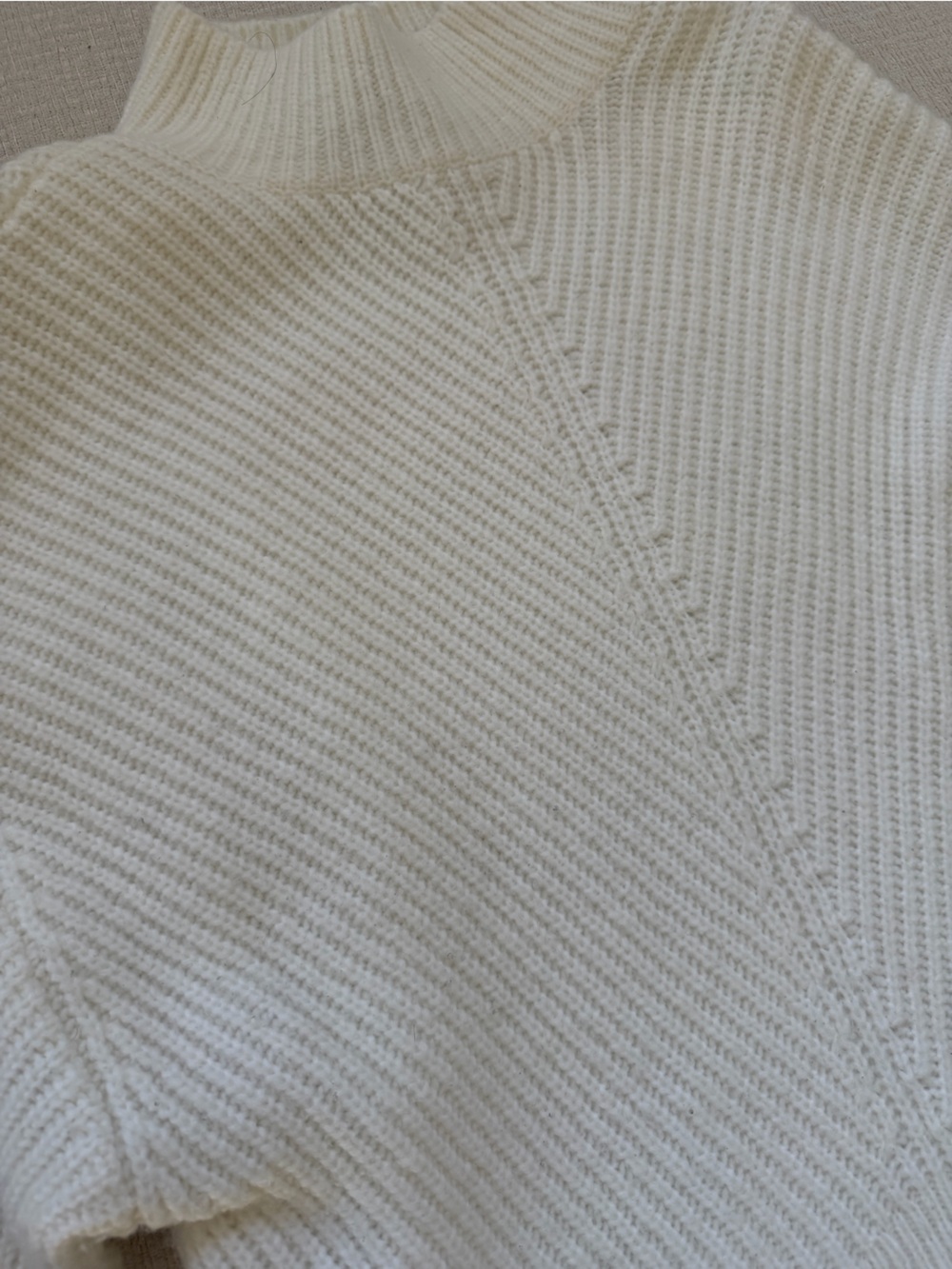 Express Cream Ribbed Mock-Neck Sweater - Picture 3 of 5